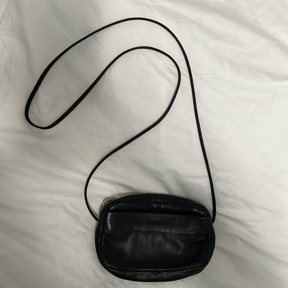 Baggu Black Leather Crossbody Bag